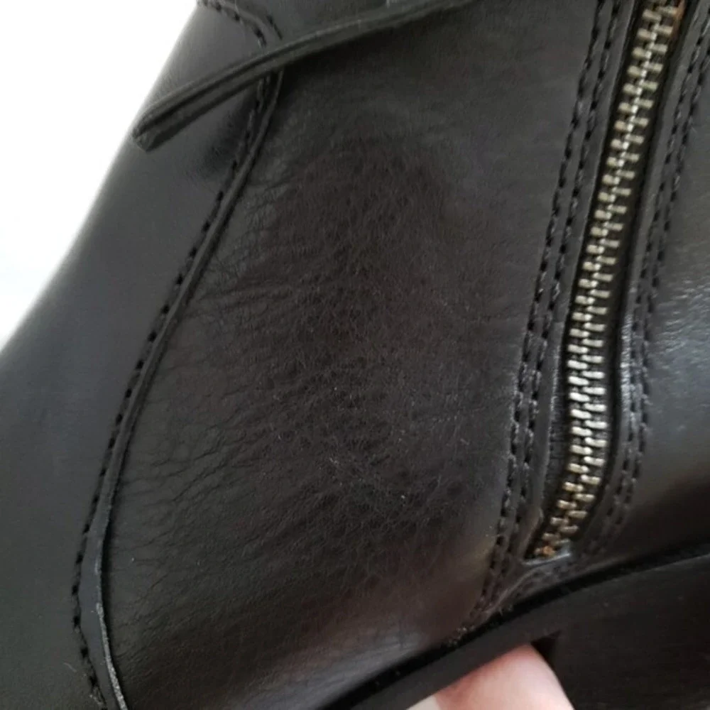 Madewell‎ Black Leather Janice Zip Ankle Boots- Size 6